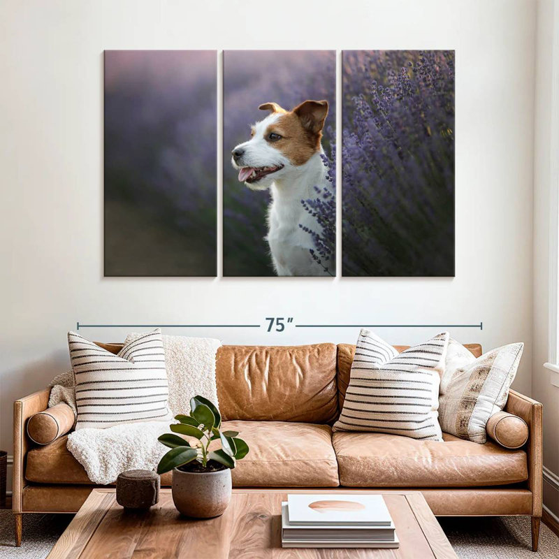 Brampt Lavender Field Dog, 42" H x 65" W