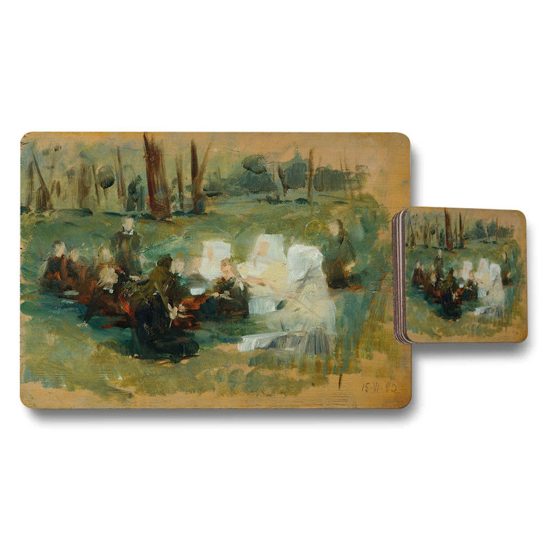 Impressionist Placemats And Coaster Set With Outdoor Scene Artwork