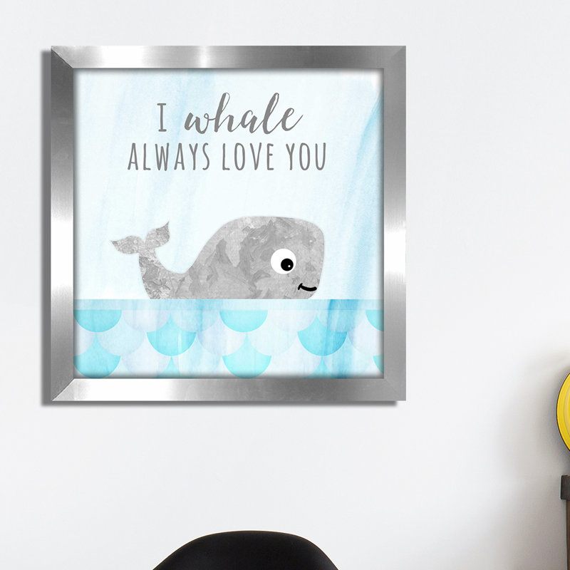 « baleine always you you »-print, H 13,5 po x l 13,5 po x P 1 po, Cadre argenté