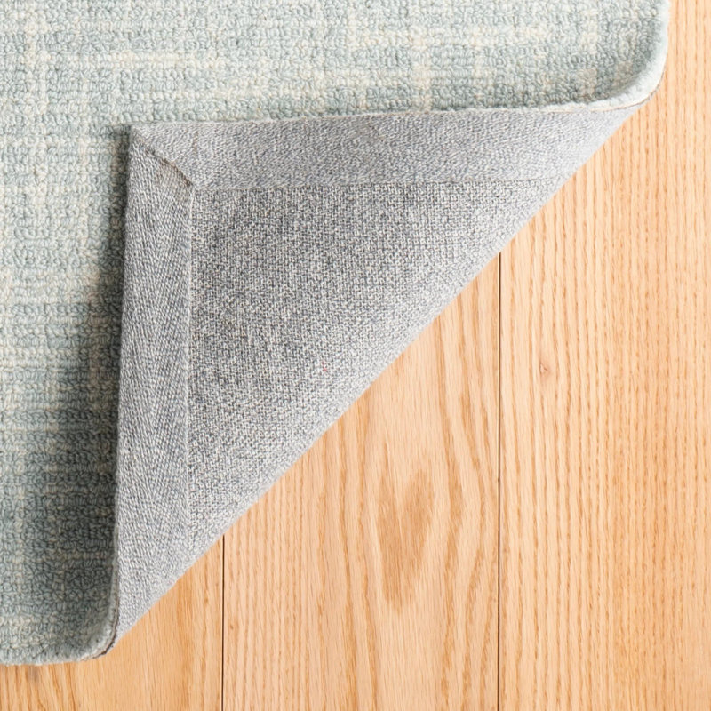 Crosshatch Sky Hand Micro Hooked Wool Rug, Rectangle 7'6" x 9'6"