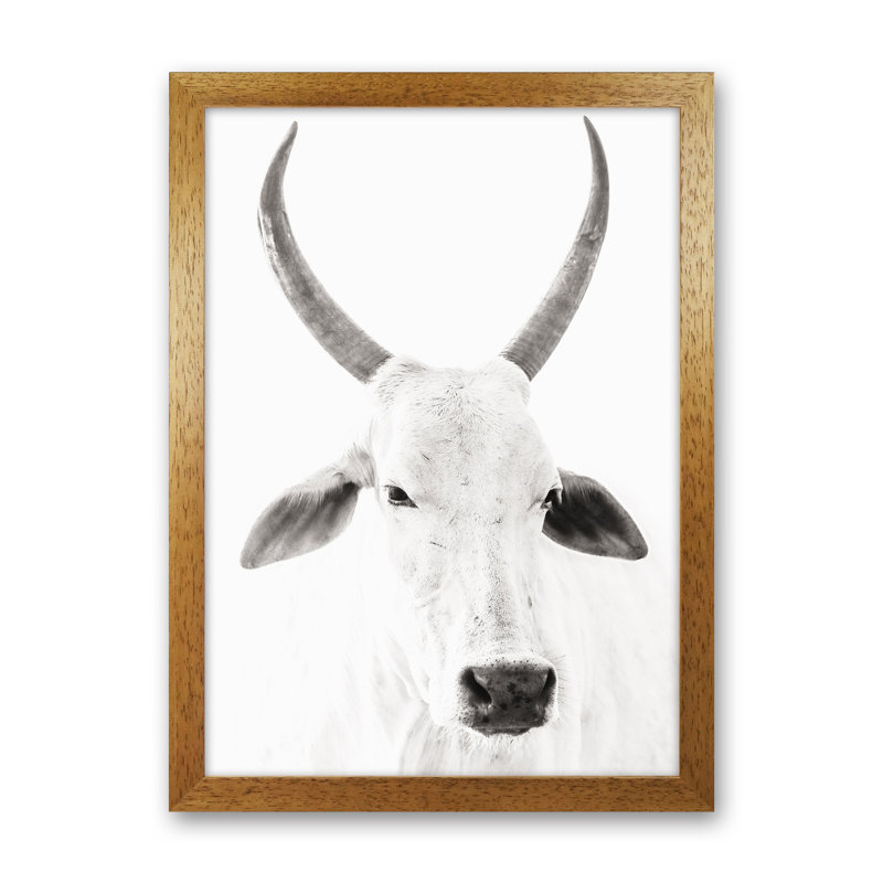 White Cow I by Victoria Frost - Single Picture Frame Print, 88cm H x 64cm W x 3cm D, Oak Framed