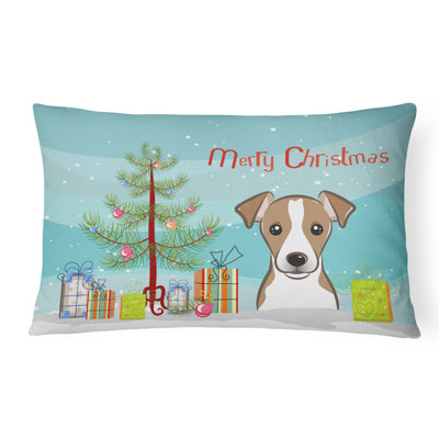 Coussin décoratif intérieur/extérieur en tissu pour l’arbre de noël et le jack terrier 