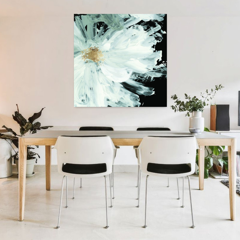 Pivoine noire abstraite, art floral contemporain audacieux, H 36 po x l 36 po