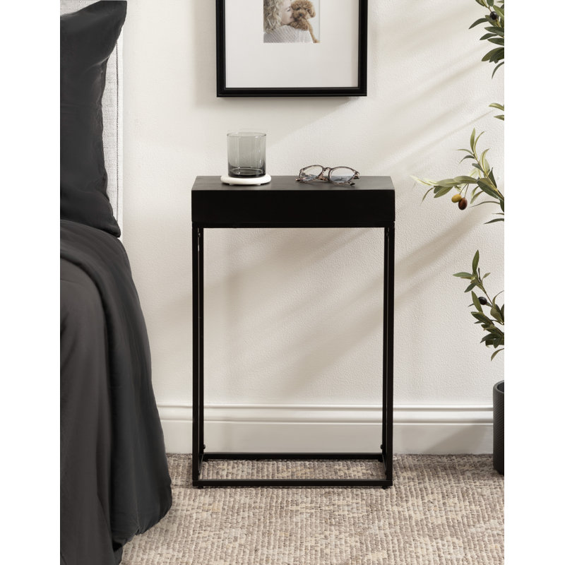 Cronus Solid Wood Top End Table, Black, Black