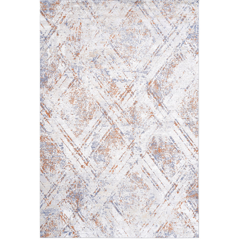Beige Geometric Area Rug - Non-Shedding, For Living Room And Eat-In Kitchen Study, Rectangle 2' x 3'