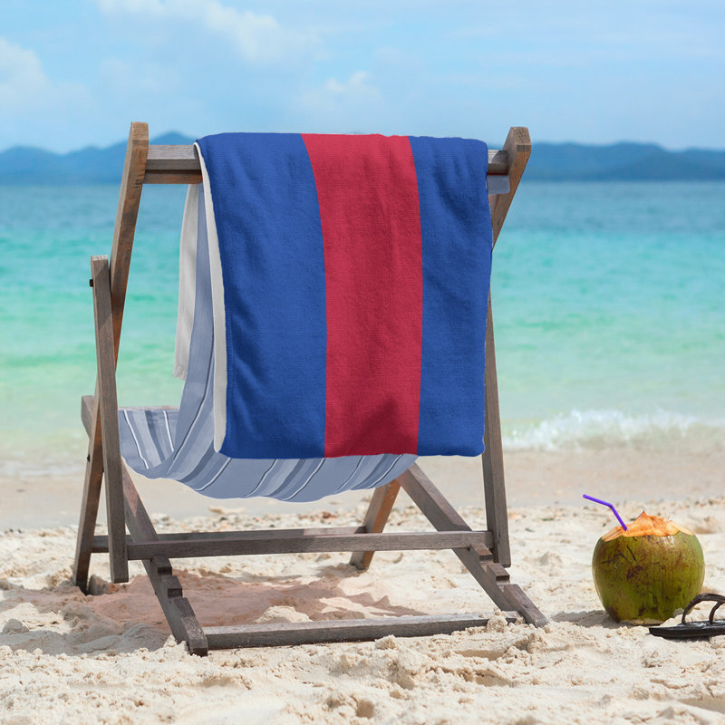 Lightweight Beach Towel, Blue/Red/Blue, Microfiber