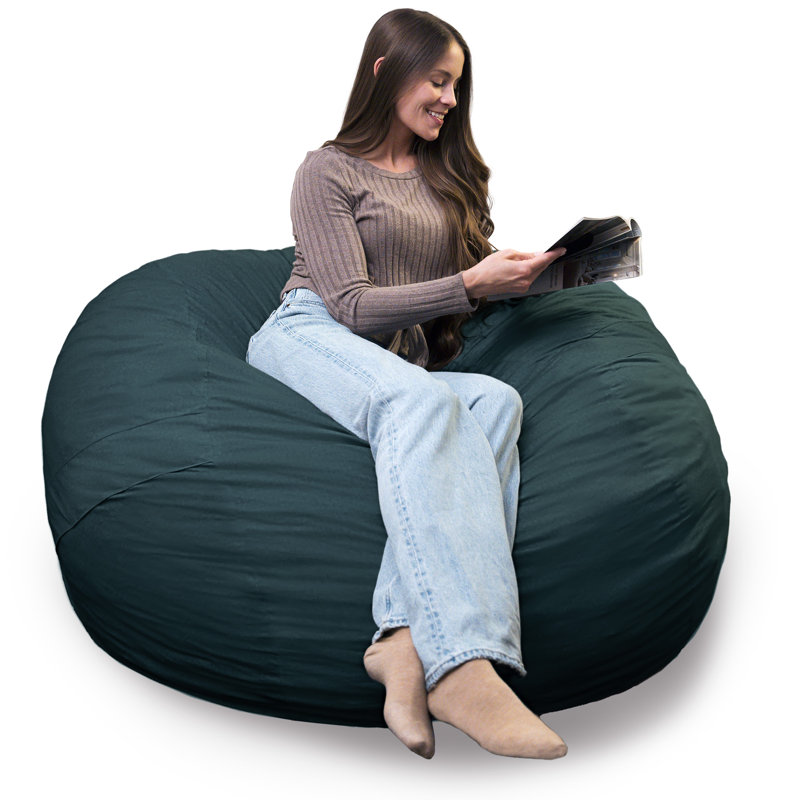 Big Joe Large 4 Foot Foam Filled Bean Bag Chair with Soft Removeable Cover, Deep Sea Polyester