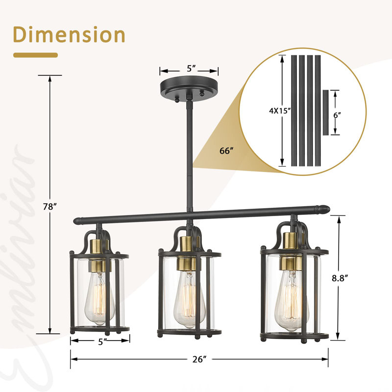Pilesgrove 3 - Light Kitchen Island Pendant