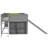 Full Size Wooden Low Loft Bed with Storage Shelves and Slide,Door and Window Design,Gray-391033320