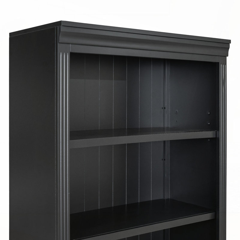 Bibliothèque de 83,4 po de hauteur avec bande lumineuse, bibliothèque décorative à 5 niveaux avec tablettes réglables, Noir