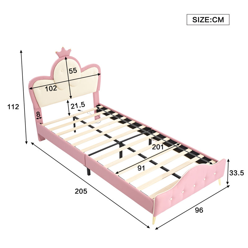 Led Single Bed With Crown Headboard