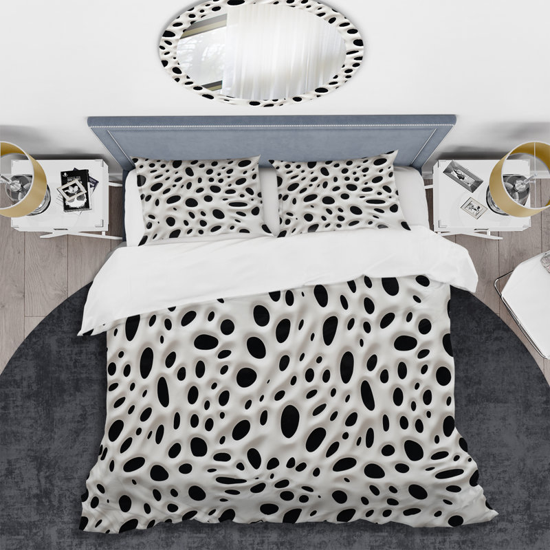 Literie blanche et noire à taches de léopard des neiges I, Housse de couette pour très grand lit et 2 très
