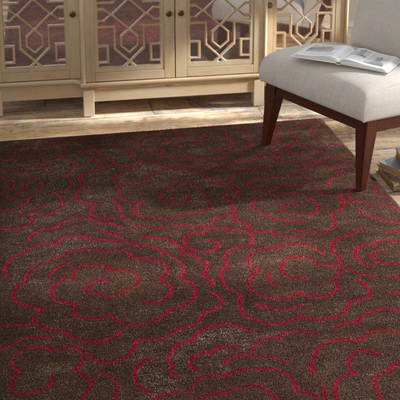 Tapis floral en laine et viscose touffeté à la main McGreghor, Rectangle 5 pi x 8 pi