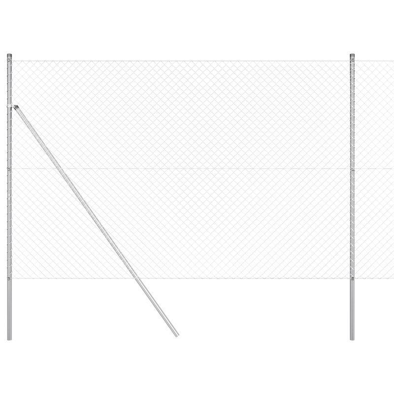 Vidaxl Chain Link Fence With 7 Posts Galvanised Steel, 150cm H x 1000cm W, Silver