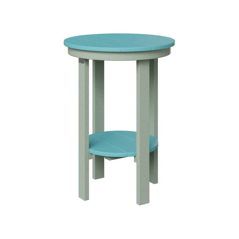 Outdoor Round Side Table, Aruba Blue, Seafoam, 29" H x 21.5" W x 21.5" D