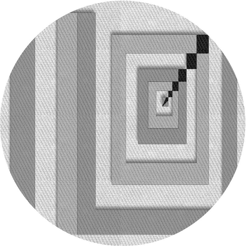 Tapis abstrait gris, Rond 7 pi