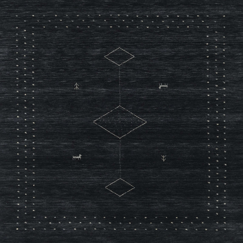 Tapis contemporain noir, Carré 4 pi