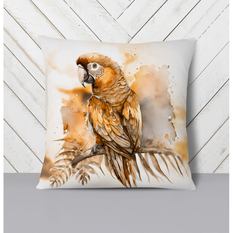 Throw Pillow With Insert, White/Orange 1, 16"H x 16"W