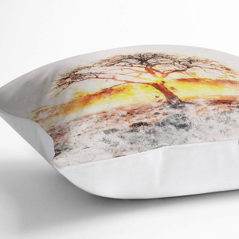 Sunlight Through the Oak Tree Cushion with Filling, White, 55cm H x 55cm W x 20cm D