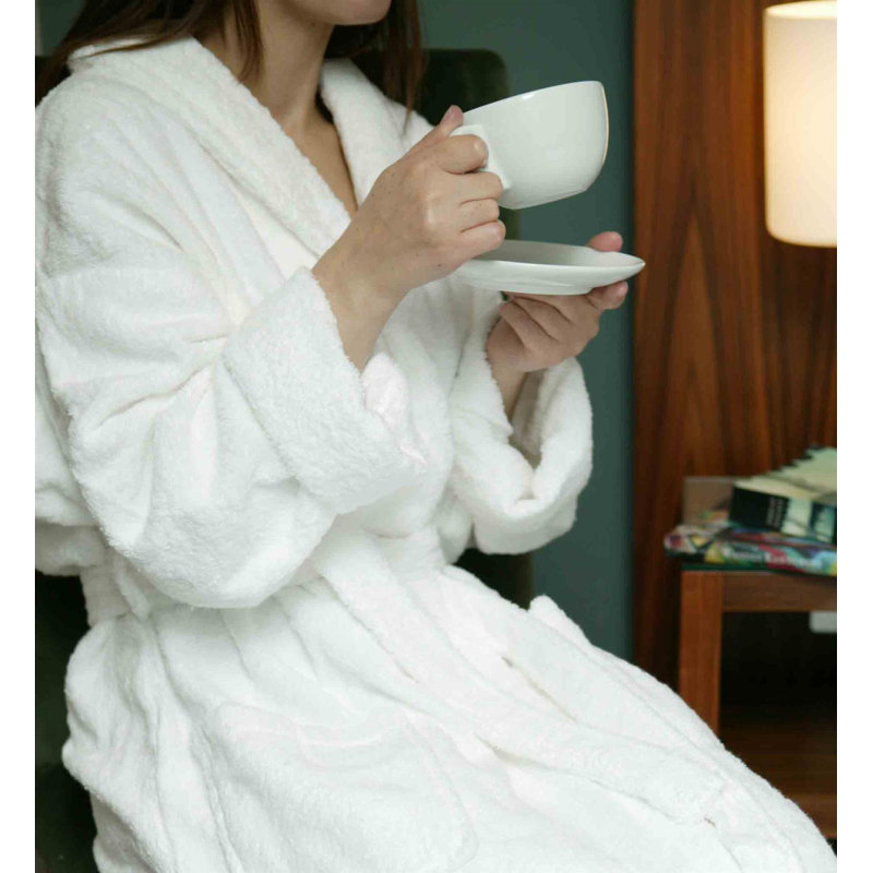 Terry Cloth Above Knee Bathrobe with Pockets