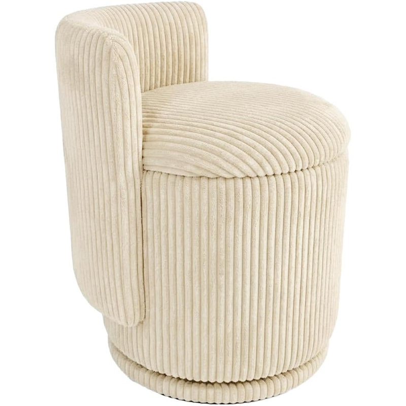 Chaise en velours côtelé avec rangement, chaise de maquillage pivotante à 360° pour coiffeuse, Corduroy