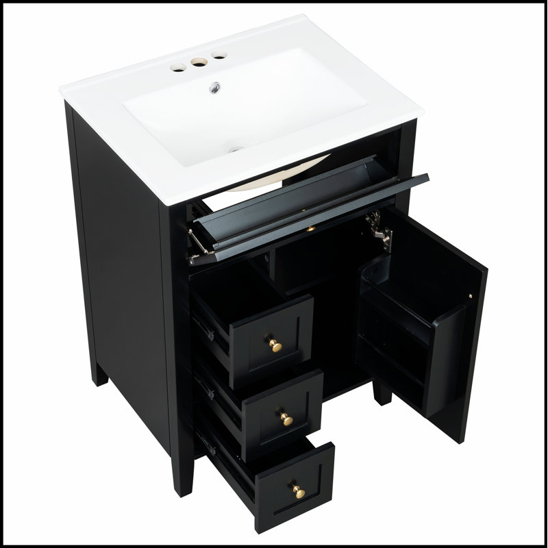 Functional Bathroom Vanity with Sink, Multiple Drawers, Adjustable Shelves, and Durable Construction for Organized Storage