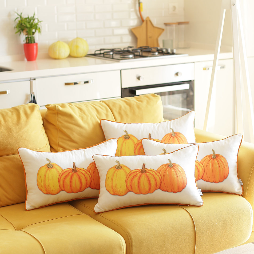 Fall Throw Pillow Cover Pumpkins 12" x 20" Lumbar (Set of 4) (Set of 4) Mike&Co. New York