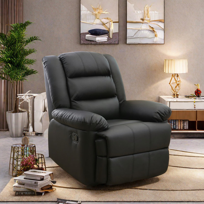 Fauteuil inclinable et pivotant Tazeem, Similicuir noir