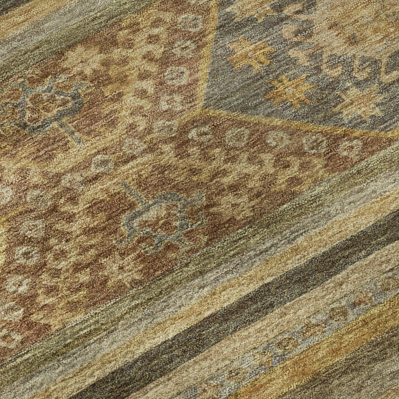 Premium Machine Washable Brennon AMF1626 Global Rug, Rectangle 10' x 14'