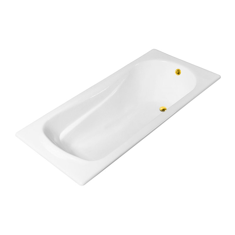Baignoire de trempage encastrée 59 "avec plateau en bambou 59" Streamline, Or poli