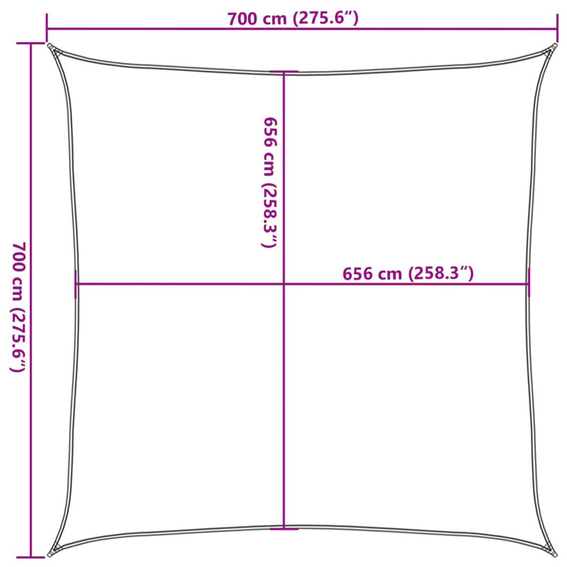Candece 100% Polyester Oxford 7m x 7m Square Shade Sail, Light Grey