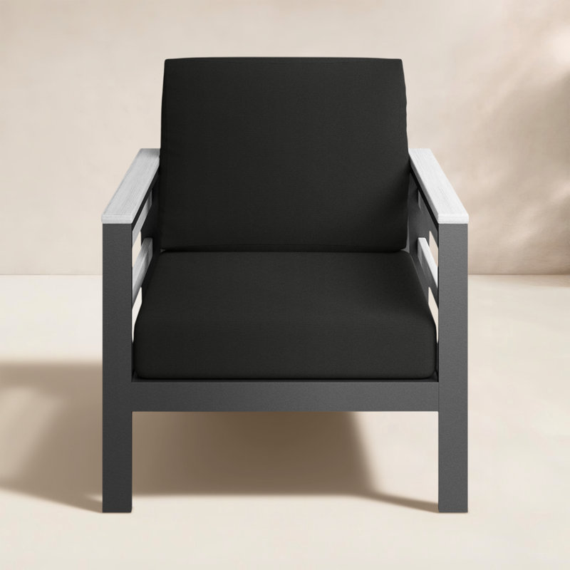Townsend Patio Chair with Sunbrella® Cushions, Canvas Black Sunbrella® Canvas, White/Dark Gray