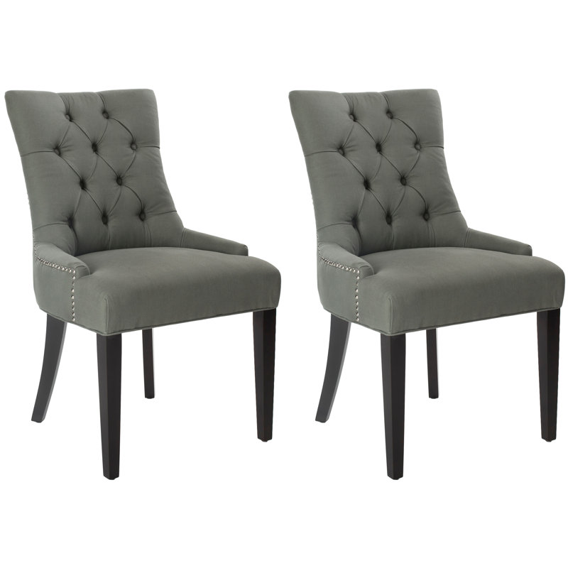 Baumgarten 49.53cm H Tufted Upholstered Parsons Chair, Espresso, Misty Lake