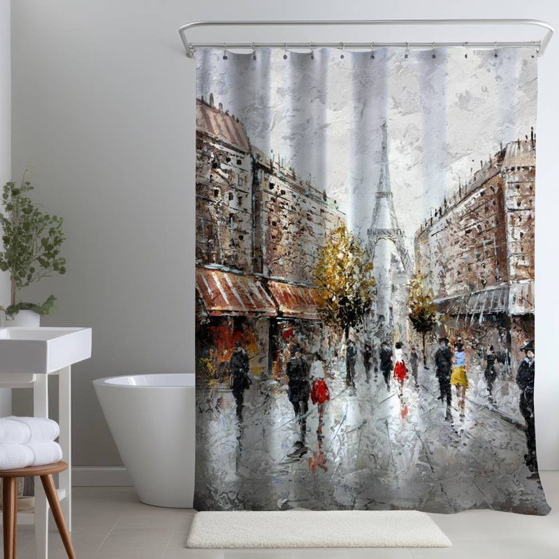 Shower Curtain CI28 – Polyester Shower Curtain, Dye Sublimation Print, 71" W × 74" L