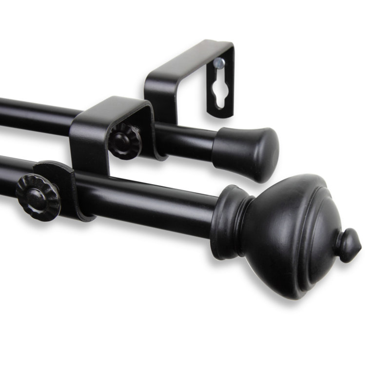 Tringle à rideaux double Plewak, 28 po - L 48 po, Noir