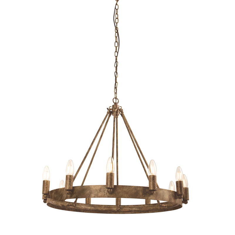 Dunstable 12 - Light Waggon Wheel Chandelier