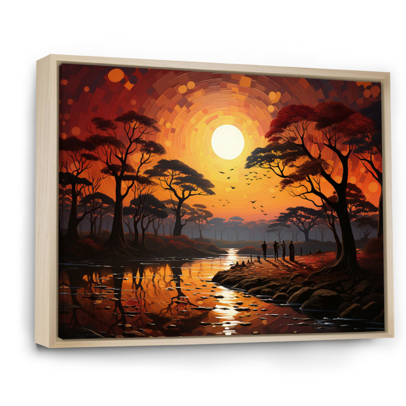 African Savannah Serenade V sur toile, Cadre naturel flottant, H 30 po x l 40 po x P 1,5 po