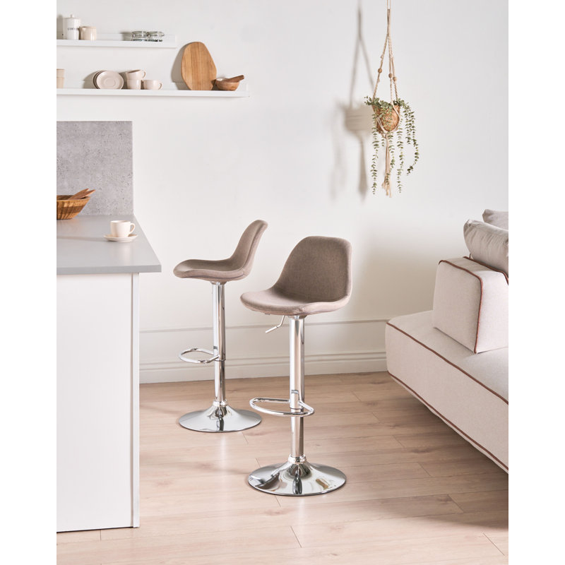 Swivel Yes Upholstered Yes Bar Stool, Beige Fabric