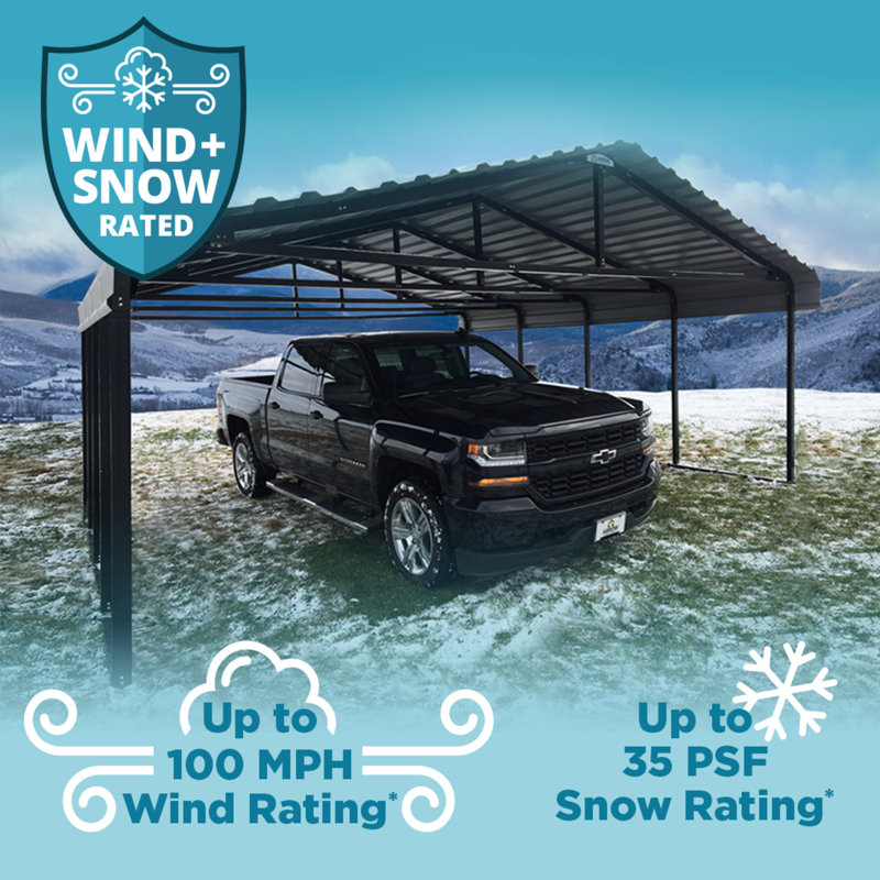 20 x 29 ft Eggshell Steel Carport Kit with Enclosure