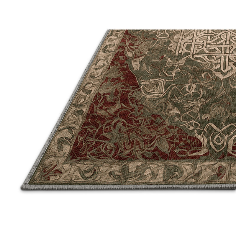 Tapis brun lavable à la machine, Rond 7 pi