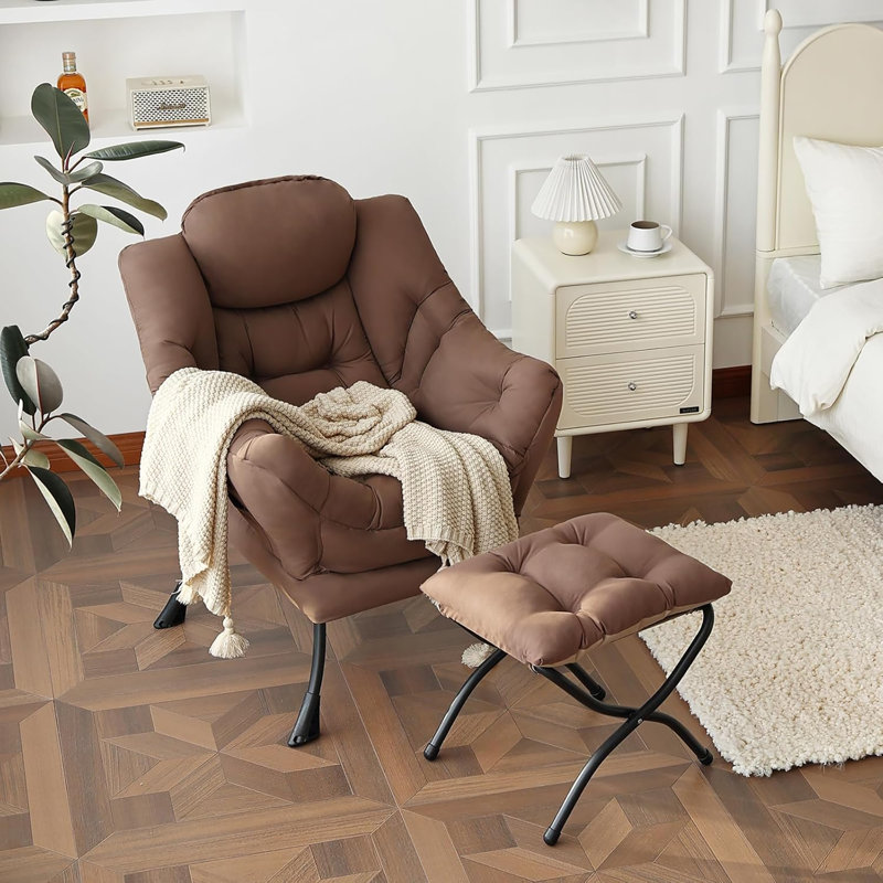 Fauteuil paresseux et rembourré Abramson, Bleu coton, Non
