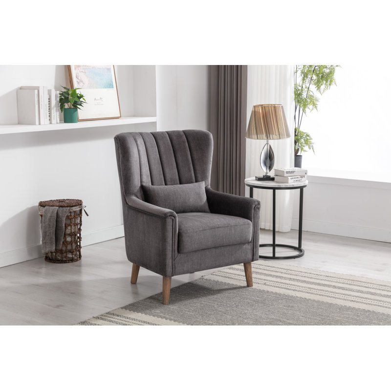 Colvin Velvet Wingback Chair, Graphite Gray Velvet