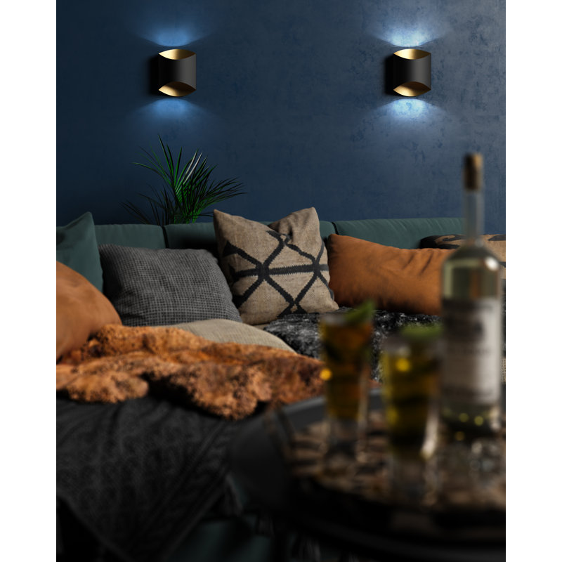 Preston Steel LED Flush Mounted Sconce, Black/Gold