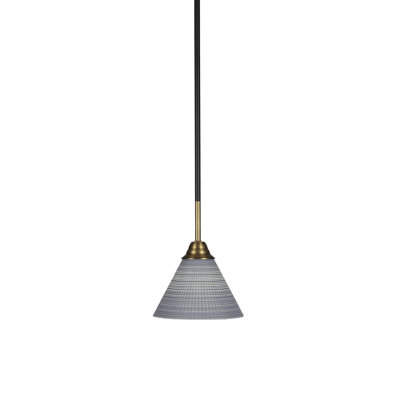 Ayrshire Stem Hung Pendant Shown In Matte Black & Brass Finish Glass