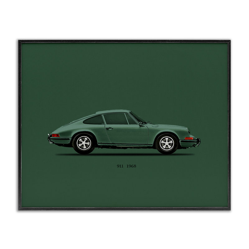 Giclée encadrée de voiture classique aux tons verts, design par Mark Rogan, H 16 po x l 20 po, Giclée encadrée noir minuit