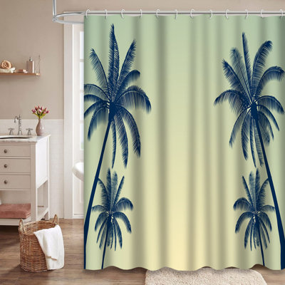 Palm Tree Sunset Sky Vintage Florida Shower Curtain with 12 Hooks