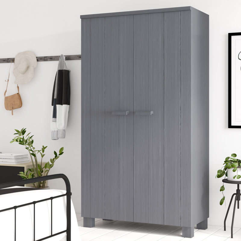 Sarcoxie 2 Door Wood Wardrobe, Steel Grey