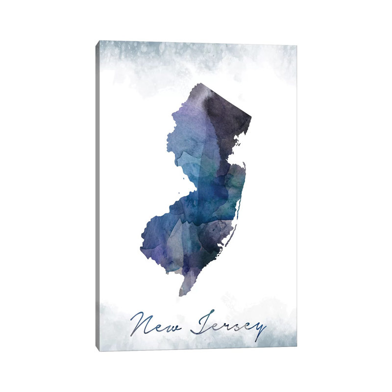 New Jersey Statebluish - Print on Canvas, Wrapped Canvas, 66.04cm H x 45.72cm W x 3.81cm D