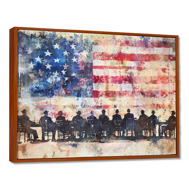 Lakina - Patriotiste américain, art mural, H 30 po x l 40 po, Impression encadrée flottante, Brun
