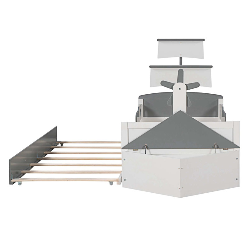 Lit plateforme simple avec rangement Alsea, gris